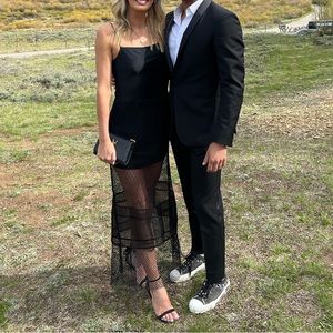 Helmut Lang Satin Slip Dress with Mesh